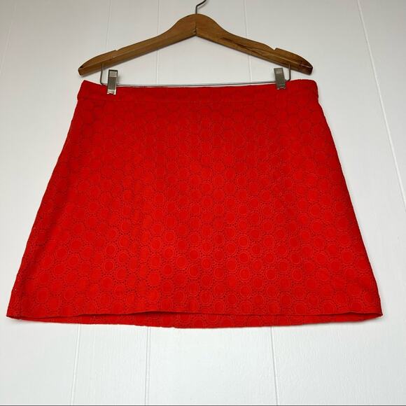 Gap Red Orange Eyelet Back Zip Mini Skirt Women’s Size 6 - Picture 5 of 9